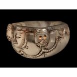 * Tibetan Vessel. 19th century Tibetan rock crystal skull cap (kapala) bowl