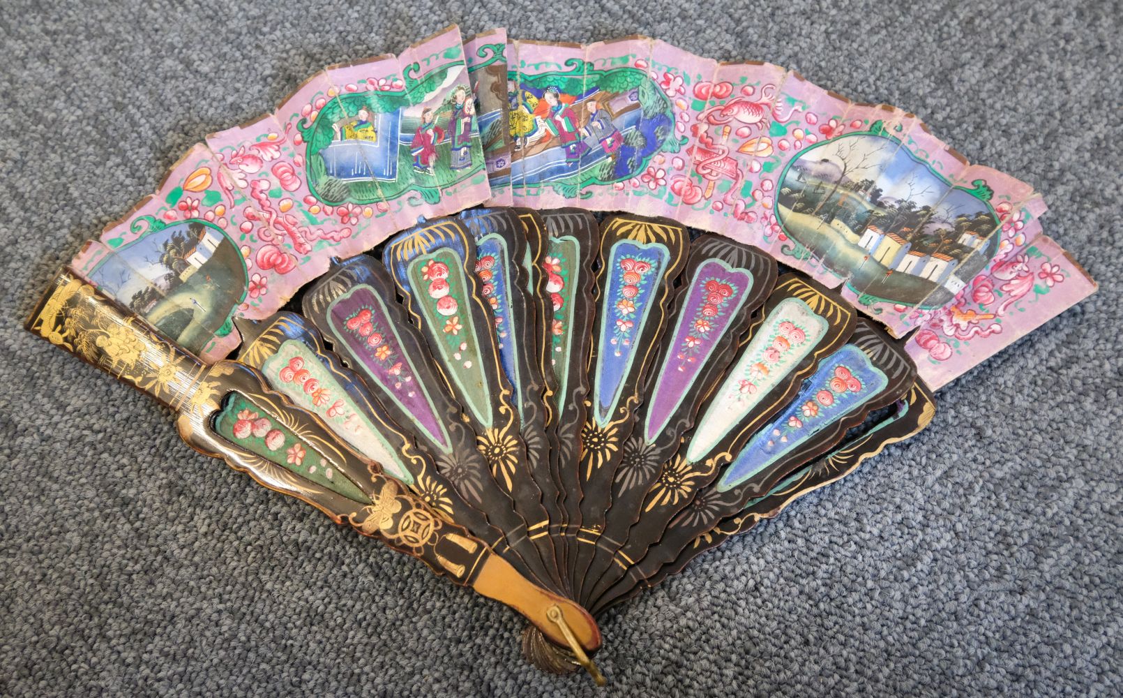 * Fan. A hand-painted fan, Chinese, mid 19th century - Image 2 of 5