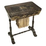 * Work Table. Victorian japanned work table