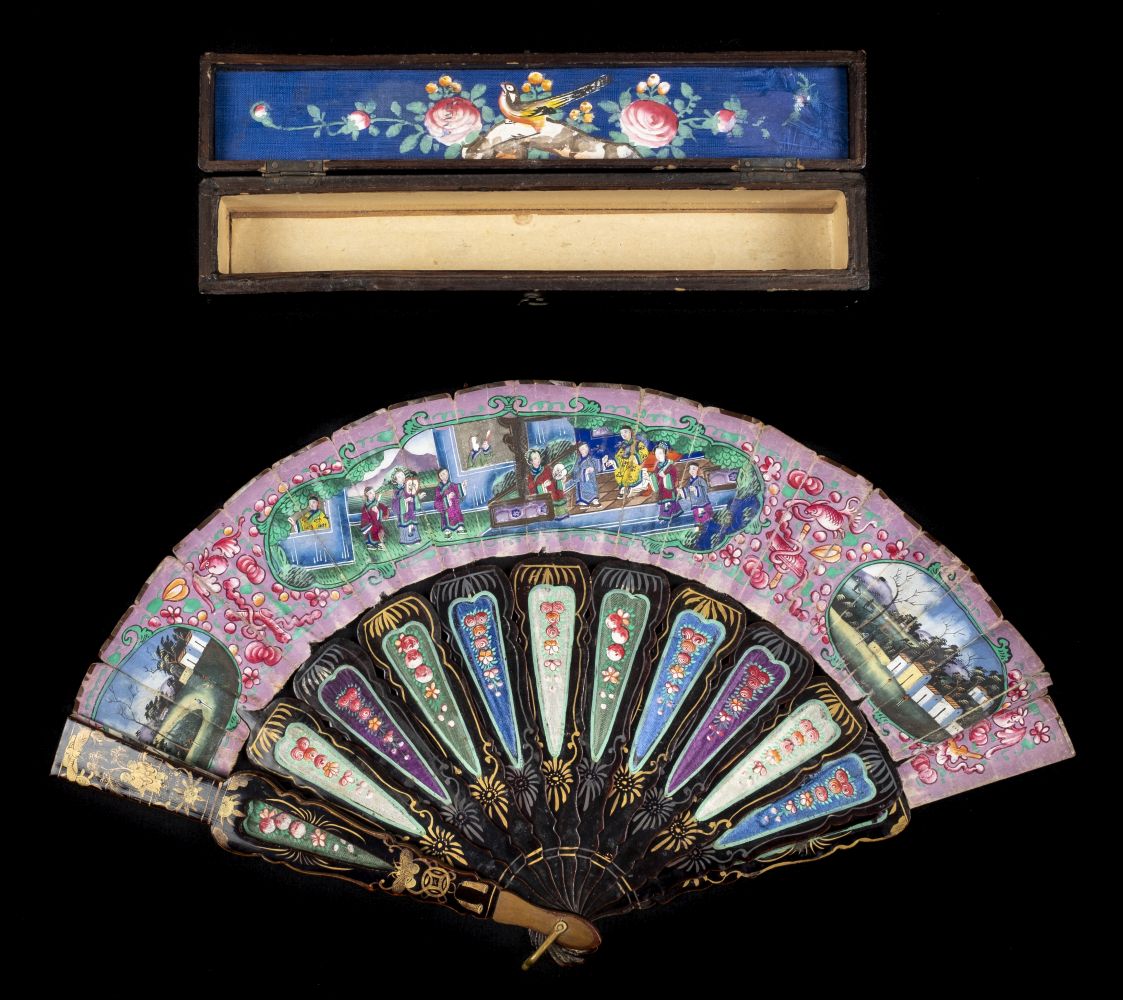 * Fan. A hand-painted fan, Chinese, mid 19th century