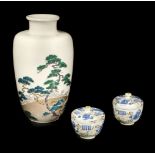 * Japanese Ceramics. Pair of pots and a vase