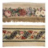 * Embroideries. An embroidered appliquéd valance, late 19th/early 20th century, and others
