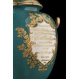 * Royal Worcester turquoise-ground baluster vase, 1863
