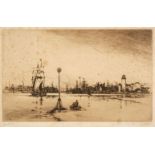 * Mason (Frank Henry, 1876-1965). Harbour Lights: Shields, etching on paper, & 3 others