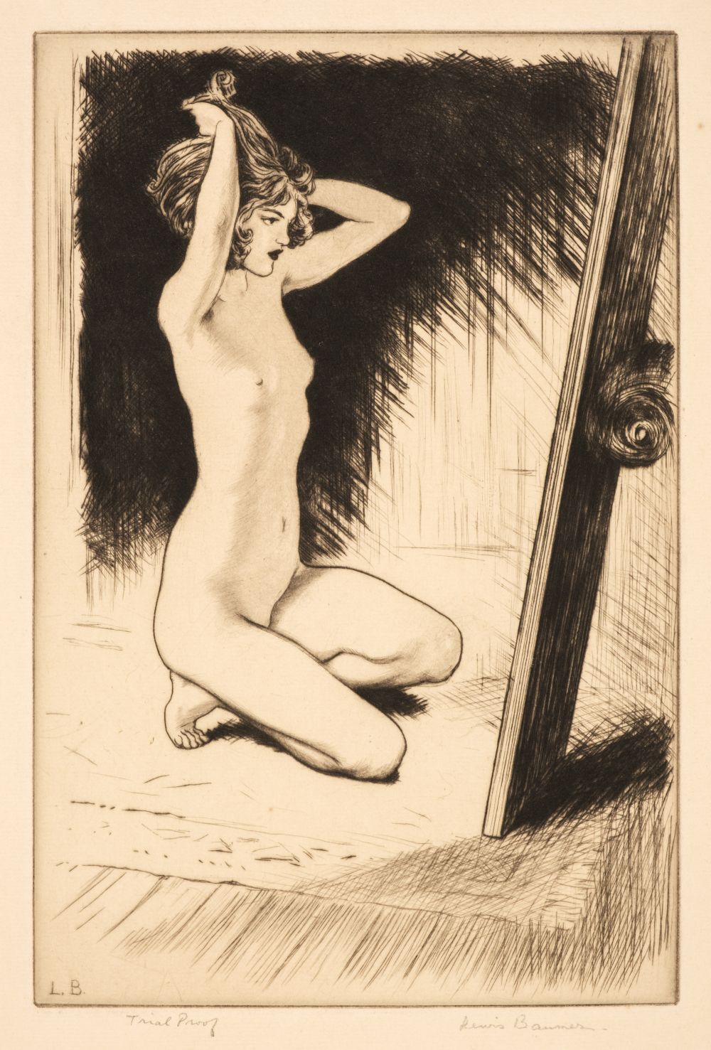 * Baumer (Lewis, 1870-1963). Nude before a Mirror, 1920s