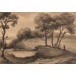 * Munro (Thomas, 1759-1833). Landscape with a lake, trees and a figure