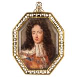 * English School. Portrait miniature of King William III, early 18th century