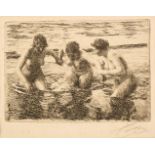* Zorn (Anders, 1860-1920). Against the Current, 1913, etching, signed in pencil