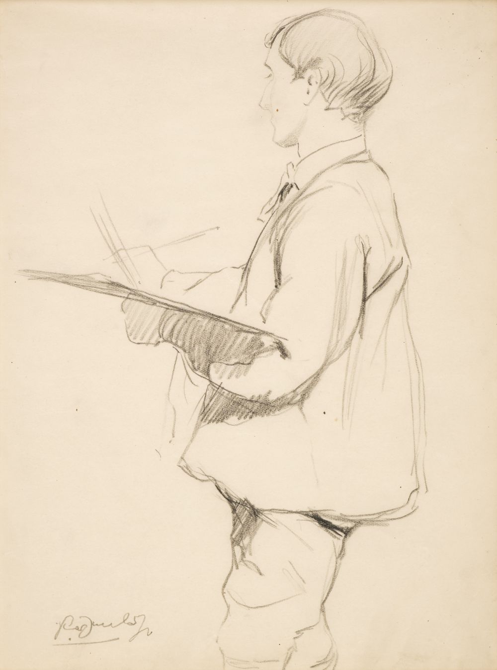 ARR * § Dunlop (Ronald Ossory, 1894-1973). Portrait of an artist at work, pencil