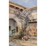 * Stanier (Henry, circa 1831-1894). A Spanish courtyard scene in Granada with figures, 1894