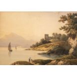 * Varley (John, 1778-1842). Landscape with lake