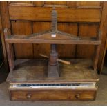 * Linen/book press. A hardwood linen or book press with single drawer to base