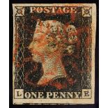 * Stamps - Great Britain. 1840 1d Black (L E)