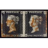 * Stamps - Great Britain. 1840 1d Black (H F / H G)
