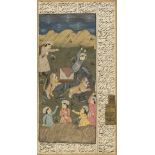 * Persian miniature of a hunting scene in India, 19th century