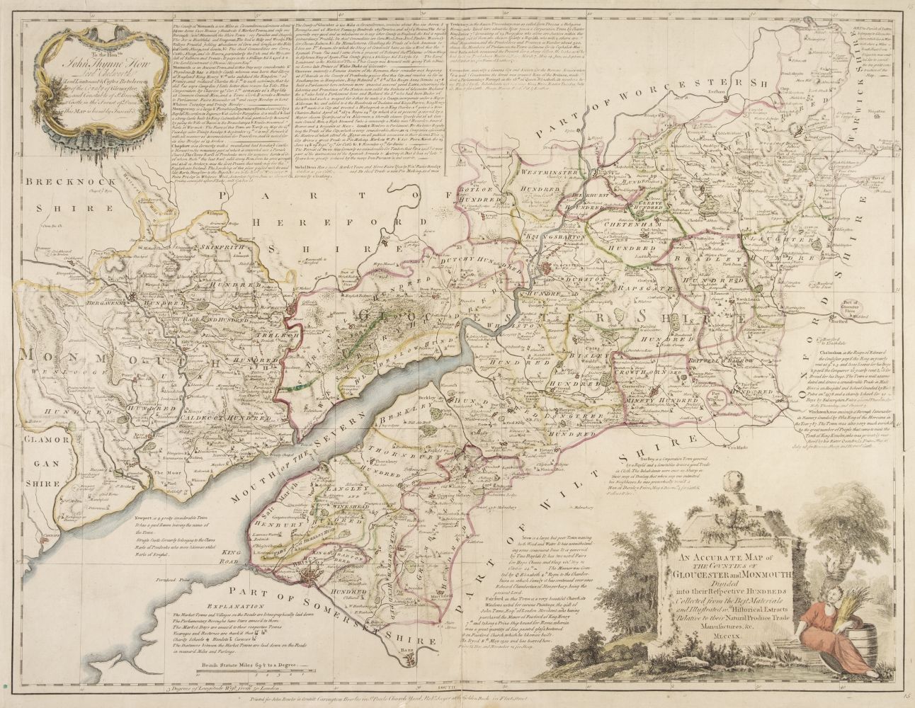 Gloucestershire. Bowen (E.), An Accurate Map of the Counties of Gloucester.., circa 1765