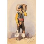* Spanish costume. Four drawings depicting Spanish costumes, & 1 other