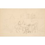 * Sir John Everett Millais, Cavalier in the Courtyard of an Inn, pencil on paper