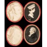 * English School. A pair of oval portrait miniatures of a lady and gentleman, circa 1820