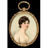 * English School. Portrait miniature of a young lady, circa 1810