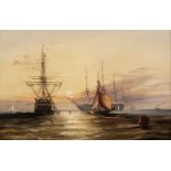 * Attributed to William Adolphus Knell (1801-1875). Ships at dawn, oil on canvas