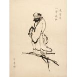 * Chinese School. Bodhidharma, brush drawing in black ink on paper