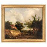 * Williams (Edward Charles, 1807-1881), A Rural landscape with a Cottage and Shepherds, oil on canva