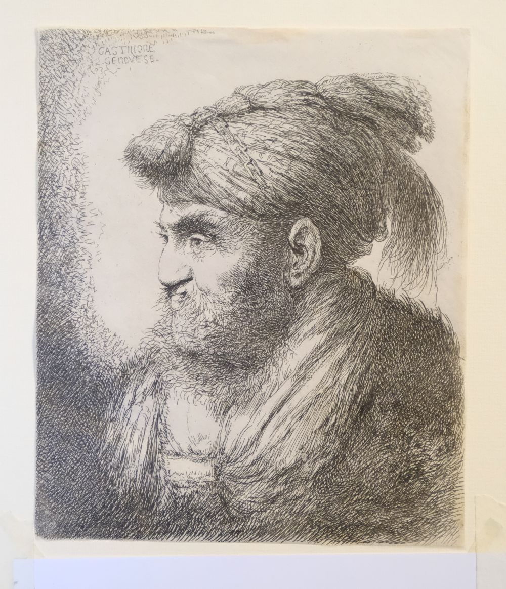 * Castiglione (Giovanni Benedetto, 1609-1664). Man with beard and moustache - Image 3 of 8