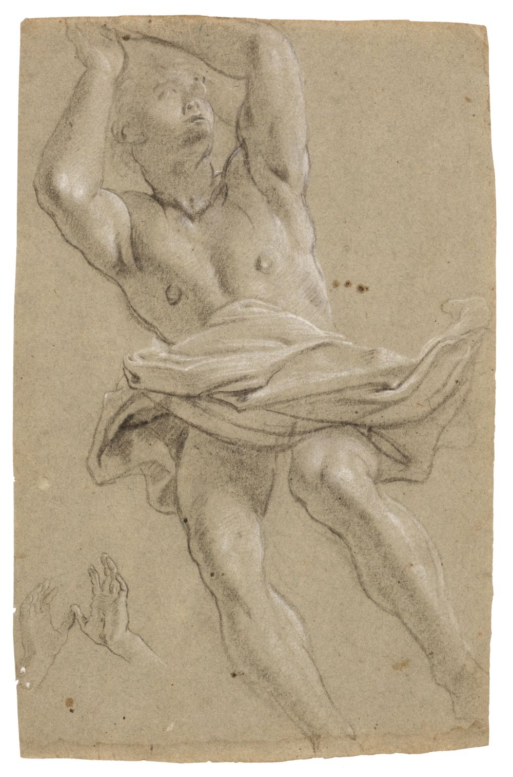 * Domenichino (1581-1641). Study of male figure, & Study of an angel, 17th century - Image 2 of 3