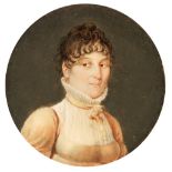 * English School. Circular portrait miniature of a lady, circa 1810-1820