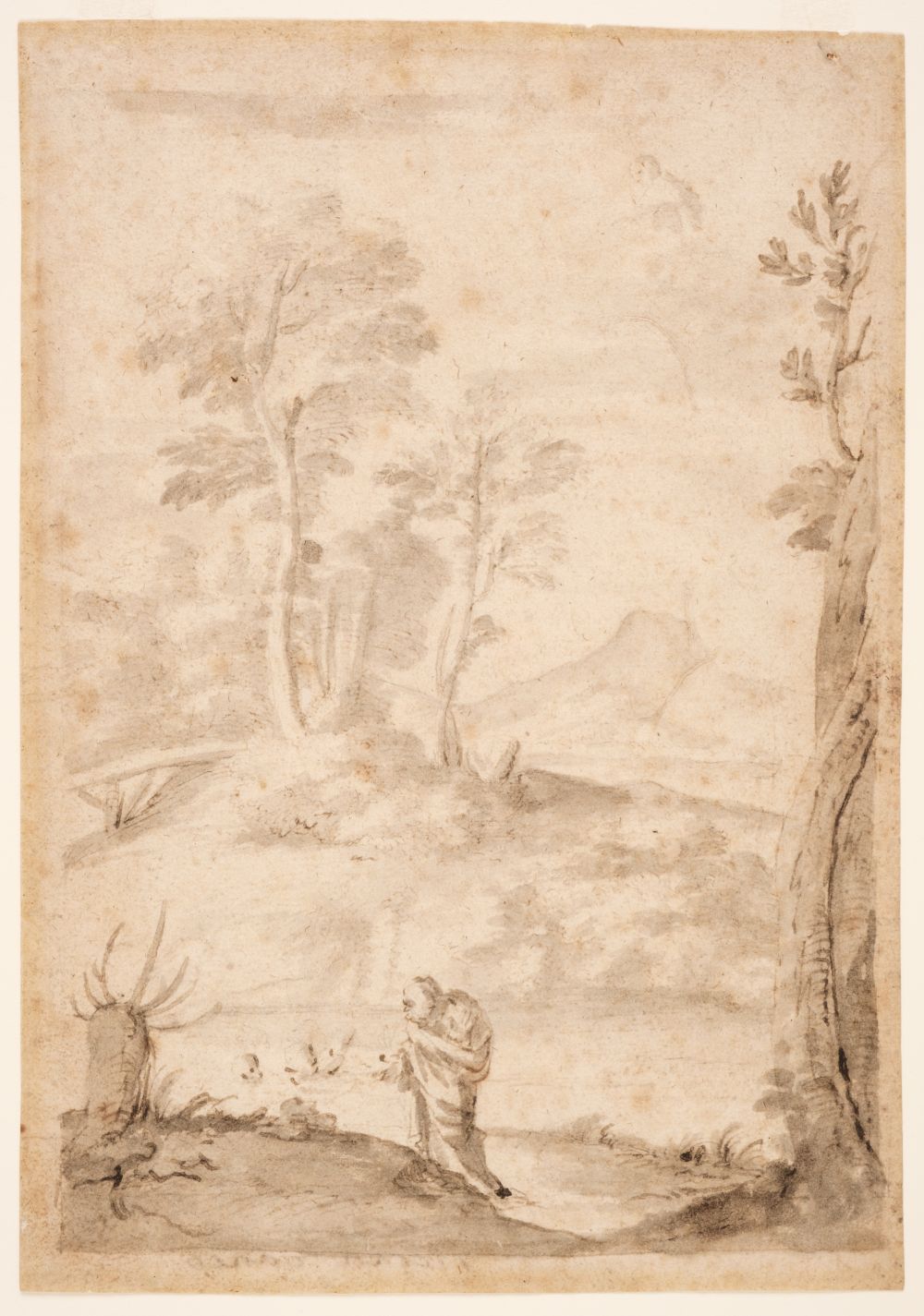 * Lanfranco, Giovanni, Follower of (1582-1647), St Anthony in the Wilderness, pen, ink and wash - Image 3 of 4