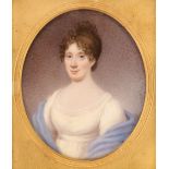 * English School. Oval portrait miniature of a young lady, circa 1805