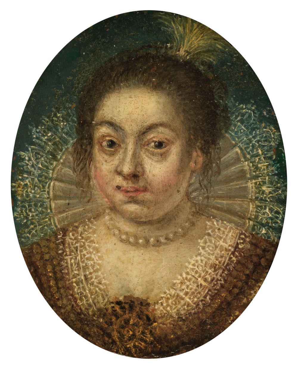 * English School. Oval portrait miniature of a lady, circa 1580-1600