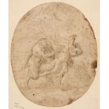 * Roman School. Nymph chased by a Satyr, early 17th century, pen and brown ink