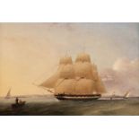 * Buttersworth (James Edward 1817-1894). Ship rigged sloop sailing from Portsmouth