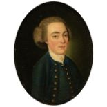 * English School. Oval portrait miniature of a gentleman, circa 1750-1760