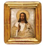 * Russian icon. A travelling icon of "Christ Pantocrator", mid 19th century