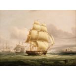 * Buttersworth (James Edward 1817-1894). A frigate testing her guns, oil on canvas