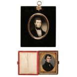 * English School. Oval portrait miniature of a young gentleman, circa 1820