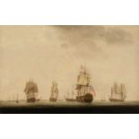 * Marine School. British Royal Navy warships with first-rate square-rigged battleship, c. 1810-20