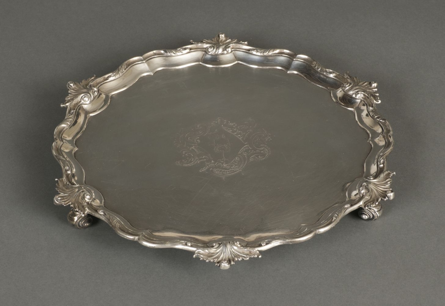 * Salver. George II silver salver by George Wickes, London 1753