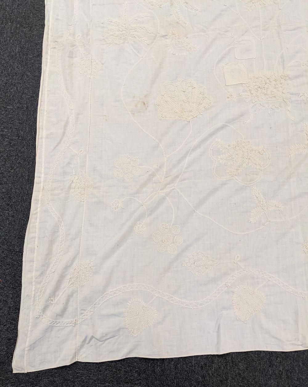 * Embroidered bedcover. A bullion-work coverlet, English, early 19th century - Image 5 of 16