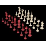 * Chess. A 19th-century Anglo-Indian carved ivory chess set