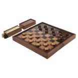 * Draughts. 19th-century boxwood draughts and other items