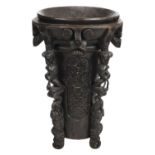 * Indonesia. A Dyak tribe carved wood stool or vessel