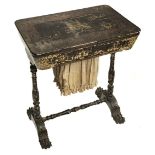 * Work Table. A Victorian japanned work table