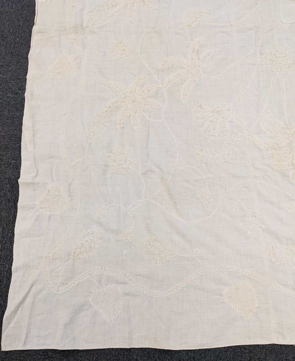 * Embroidered bedcover. A bullion-work coverlet, English, early 19th century - Image 2 of 16