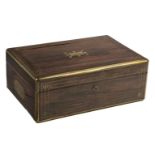 * Vanity Box. A 19th-century rosewood box containing silver top bottles