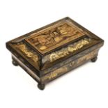 * Games Box. A Regency chinoiserie papier-mâché games box