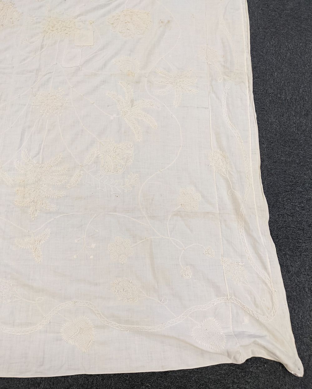 * Embroidered bedcover. A bullion-work coverlet, English, early 19th century - Image 3 of 16